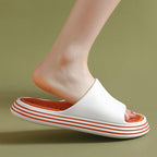 Summer Women Slippers Runway Shoes Outdoor Slides Men Flip Flops Thick Sole Non-slip Beach Pool Outdoor Slippers Anti-Slip Shower Spa Bath Pool Gym Slides Flip Flop Open Toe Comfortable Soft Sandals Casual Shoes Stevvex
