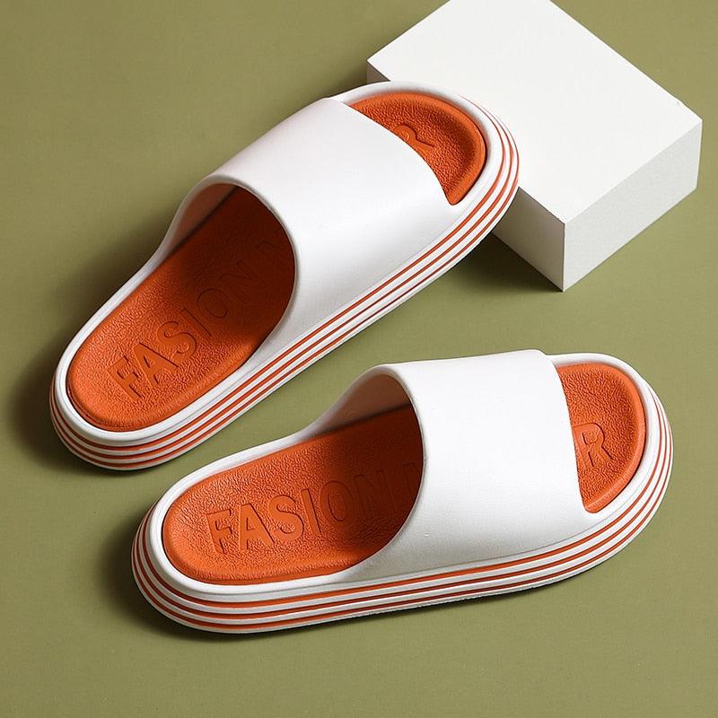 Summer Women Slippers Runway Shoes Outdoor Slides Men Flip Flops Thick Sole Non-slip Beach Pool Outdoor Slippers Anti-Slip Shower Spa Bath Pool Gym Slides Flip Flop Open Toe Comfortable Soft Sandals Casual Shoes Stevvex