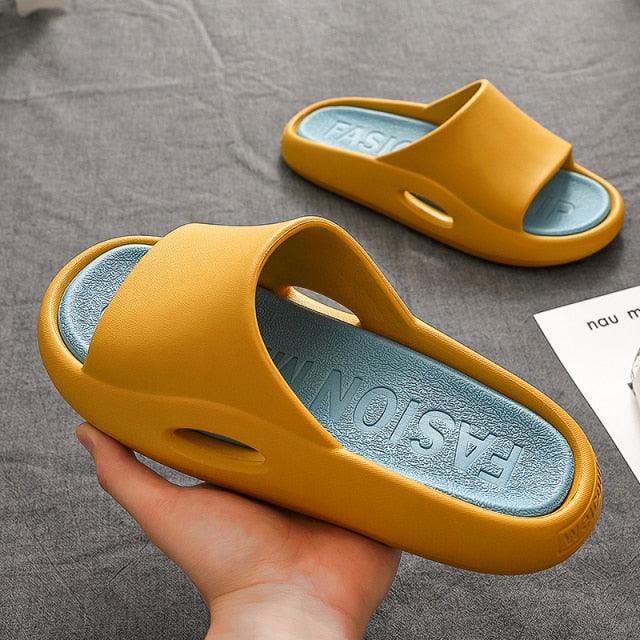 Summer Women Slippers Runway Shoes Outdoor Slides Men Flip Flops Thick Sole Non-slip Beach Pool Outdoor Slippers Anti-Slip Shower Spa Bath Pool Gym Slides Flip Flop Open Toe Comfortable Soft Sandals Casual Shoes Stevvex