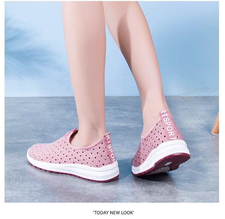 Summer Womens Shoes Breathable Mesh Sneakers Slip On Flats Espadrilles Fashion Trainers Women Comfortable Pink Couple Shoes Outdoor Walking Footwear Shoes Stevvex