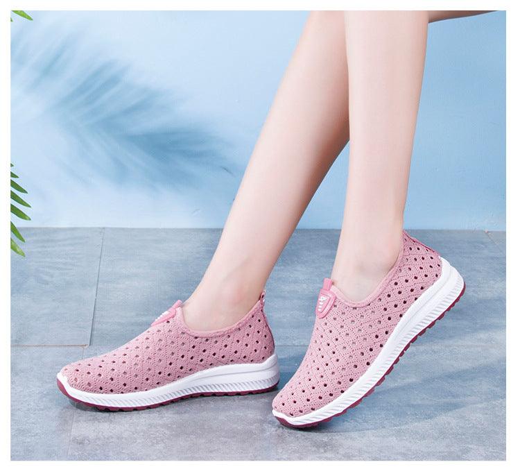 Summer Womens Shoes Breathable Mesh Sneakers Slip On Flats Espadrilles Fashion Trainers Women Comfortable Pink Couple Shoes Outdoor Walking Footwear Shoes Stevvex
