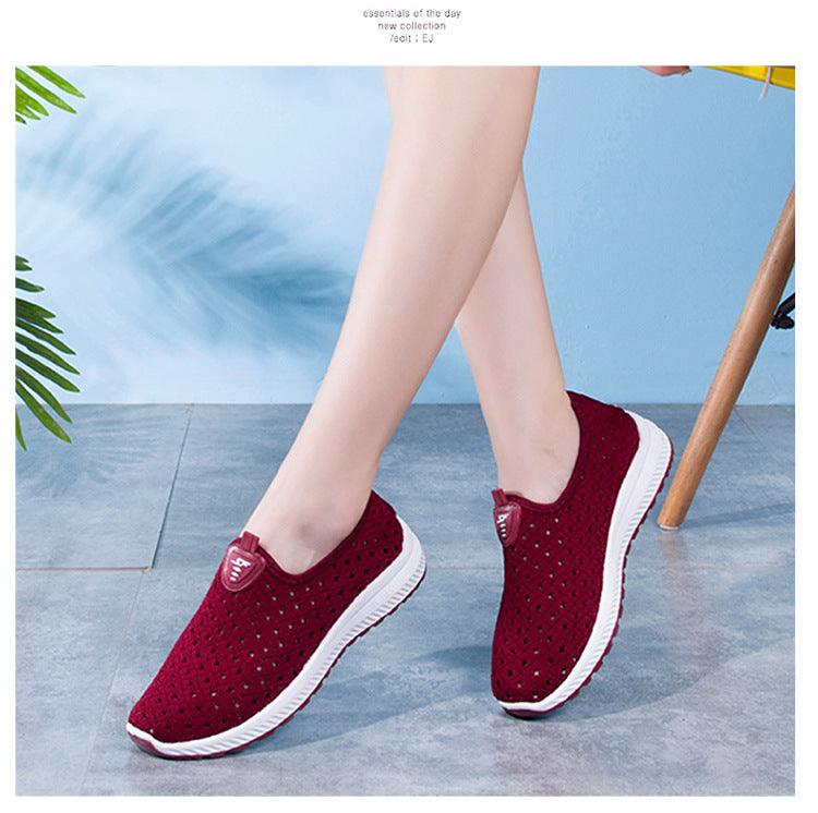 Summer Womens Shoes Breathable Mesh Sneakers Slip On Flats Espadrilles Fashion Trainers Women Comfortable Pink Couple Shoes Outdoor Walking Footwear Shoes Stevvex