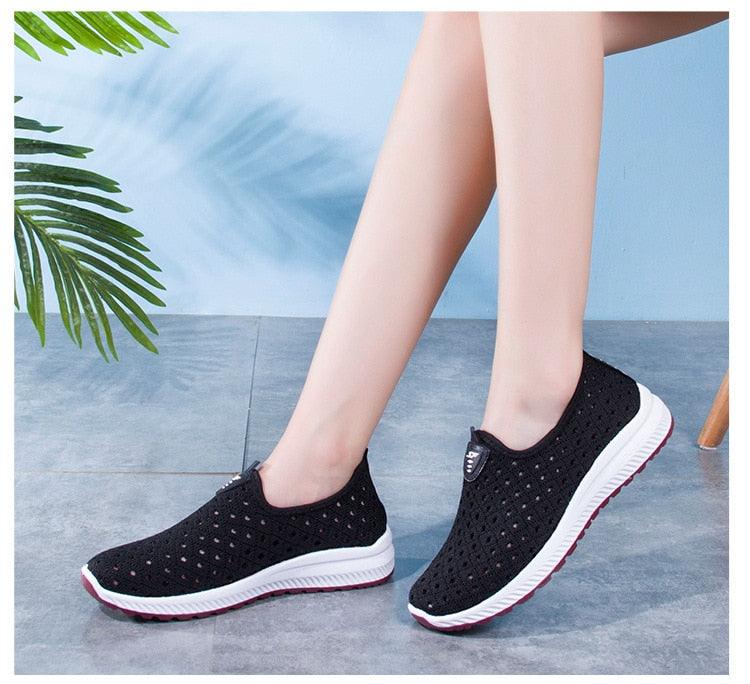 Summer Womens Shoes Breathable Mesh Sneakers Slip On Flats Espadrilles Fashion Trainers Women Comfortable Pink Couple Shoes Outdoor Walking Footwear Shoes Stevvex