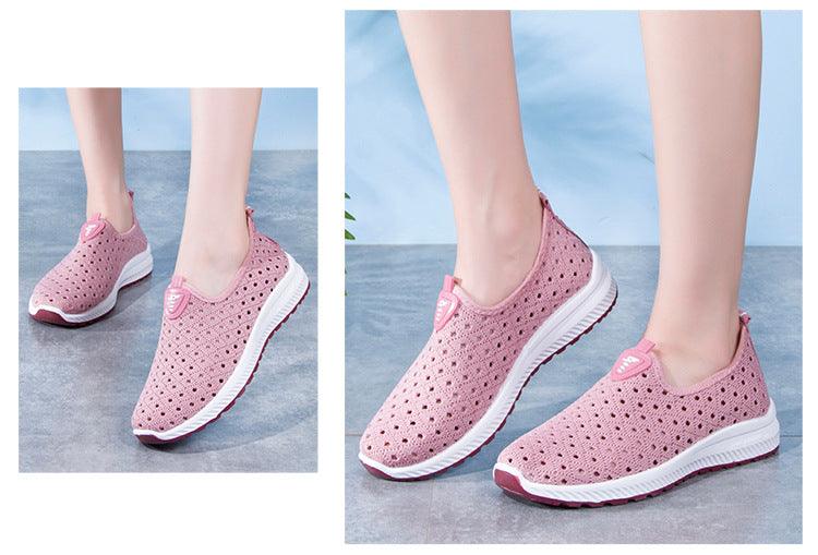Summer Womens Shoes Breathable Mesh Sneakers Slip On Flats Espadrilles Fashion Trainers Women Comfortable Pink Couple Shoes Outdoor Walking Footwear Shoes Stevvex