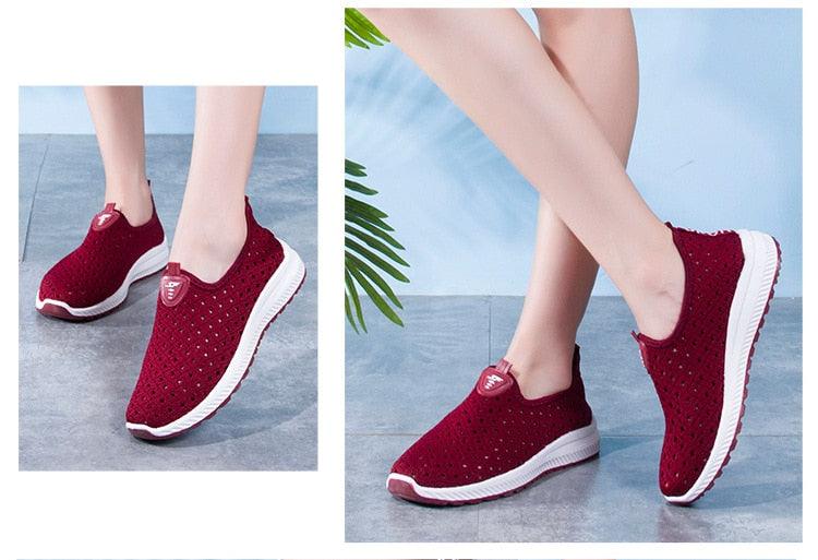 Summer Womens Shoes Breathable Mesh Sneakers Slip On Flats Espadrilles Fashion Trainers Women Comfortable Pink Couple Shoes Outdoor Walking Footwear Shoes Stevvex