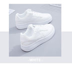 Summer Womens Stylish Sneakers White Tennis Women  Slip On Female Row Shoes Platform Flats Casual Lace Up Woman Comfort Walking Shoes White Women Breathable Sneakers Stevvex
