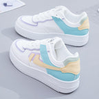 Summer Womens Stylish Sneakers White Tennis Women  Slip On Female Row Shoes Platform Flats Casual Lace Up Woman Comfort Walking Shoes White Women Breathable Sneakers Stevvex