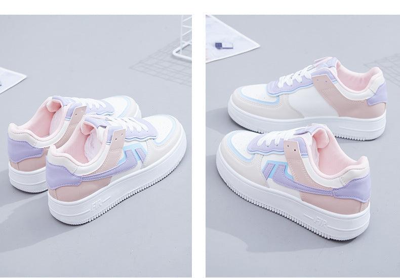 Summer Womens Stylish Sneakers White Tennis Women  Slip On Female Row Shoes Platform Flats Casual Lace Up Woman Comfort Walking Shoes White Women Breathable Sneakers Stevvex