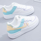 Summer Womens Stylish Sneakers White Tennis Women  Slip On Female Row Shoes Platform Flats Casual Lace Up Woman Comfort Walking Shoes White Women Breathable Sneakers Stevvex