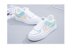 Summer Womens Stylish Sneakers White Tennis Women  Slip On Female Row Shoes Platform Flats Casual Lace Up Woman Comfort Walking Shoes White Women Breathable Sneakers Stevvex