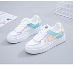 Summer Womens Stylish Sneakers White Tennis Women  Slip On Female Row Shoes Platform Flats Casual Lace Up Woman Comfort Walking Shoes White Women Breathable Sneakers Stevvex