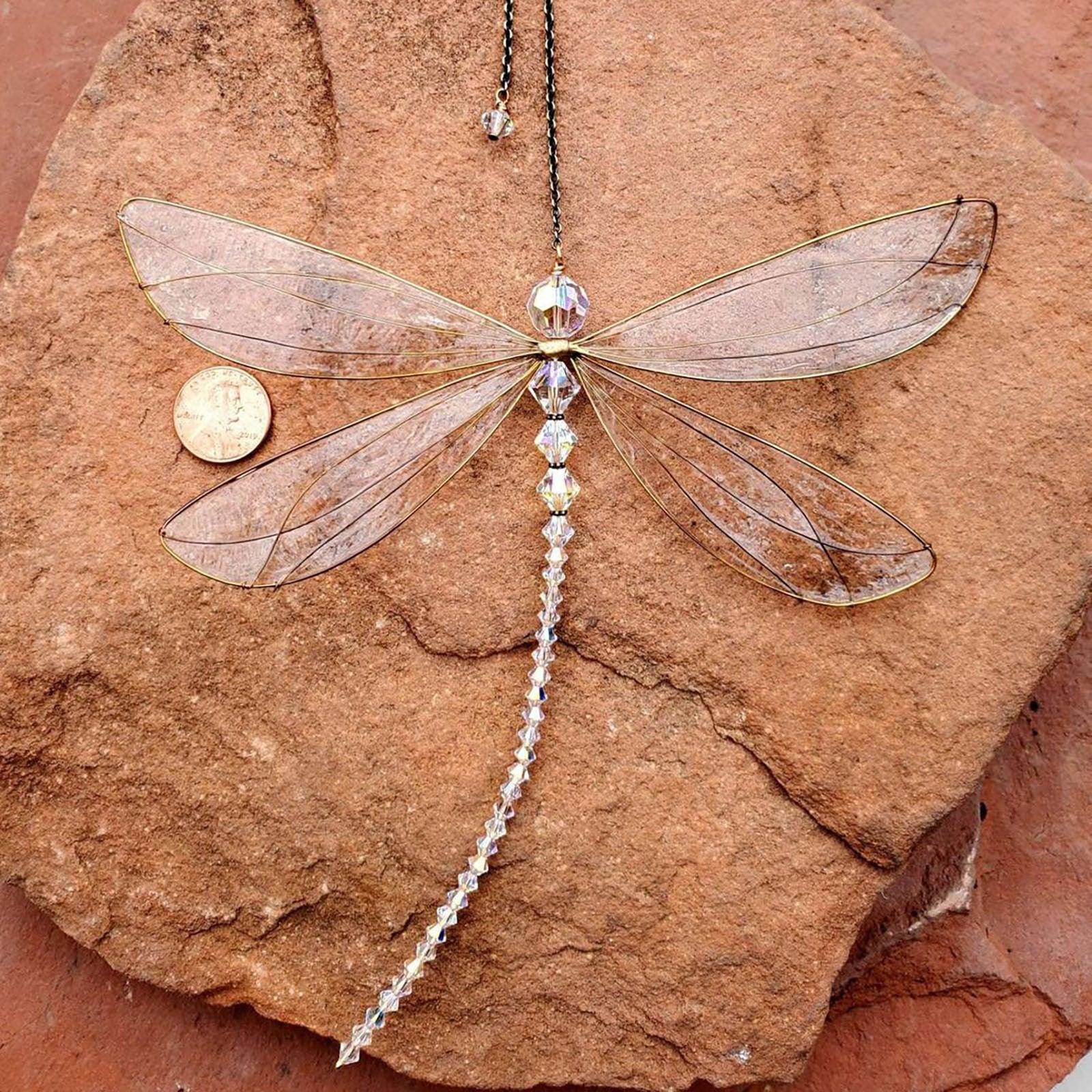 Sun Catcher Ornament Window Crystal Guardian Angel Wing  Prism Pendant Rainbow Maker Collection Crystal Dragonflys Sun-catcher Wind Chimes Home Garden Hanging Decor Gifts Photography Prop Festival Decoration Stevvex