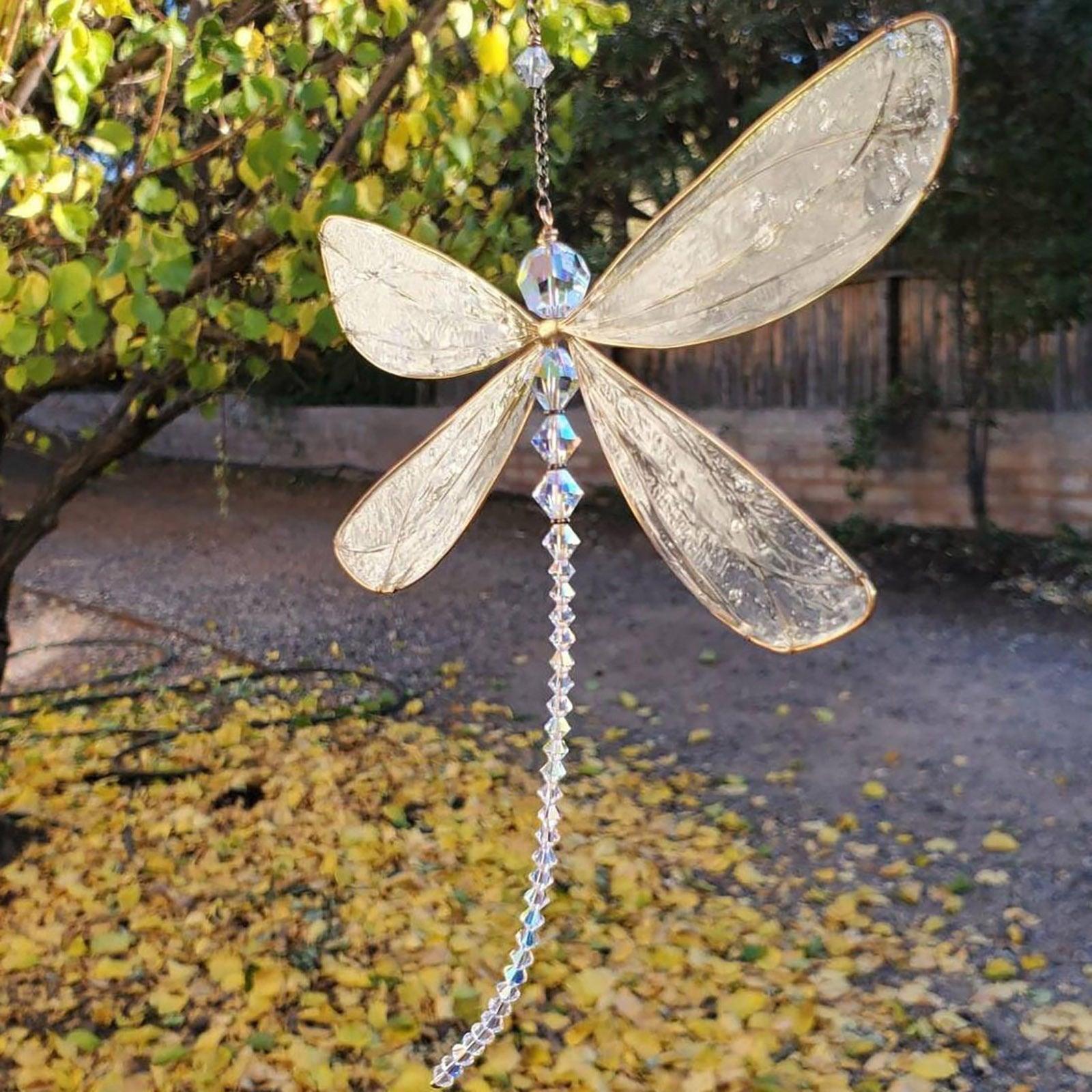Sun Catcher Ornament Window Crystal Guardian Angel Wing  Prism Pendant Rainbow Maker Collection Crystal Dragonflys Sun-catcher Wind Chimes Home Garden Hanging Decor Gifts Photography Prop Festival Decoration Stevvex