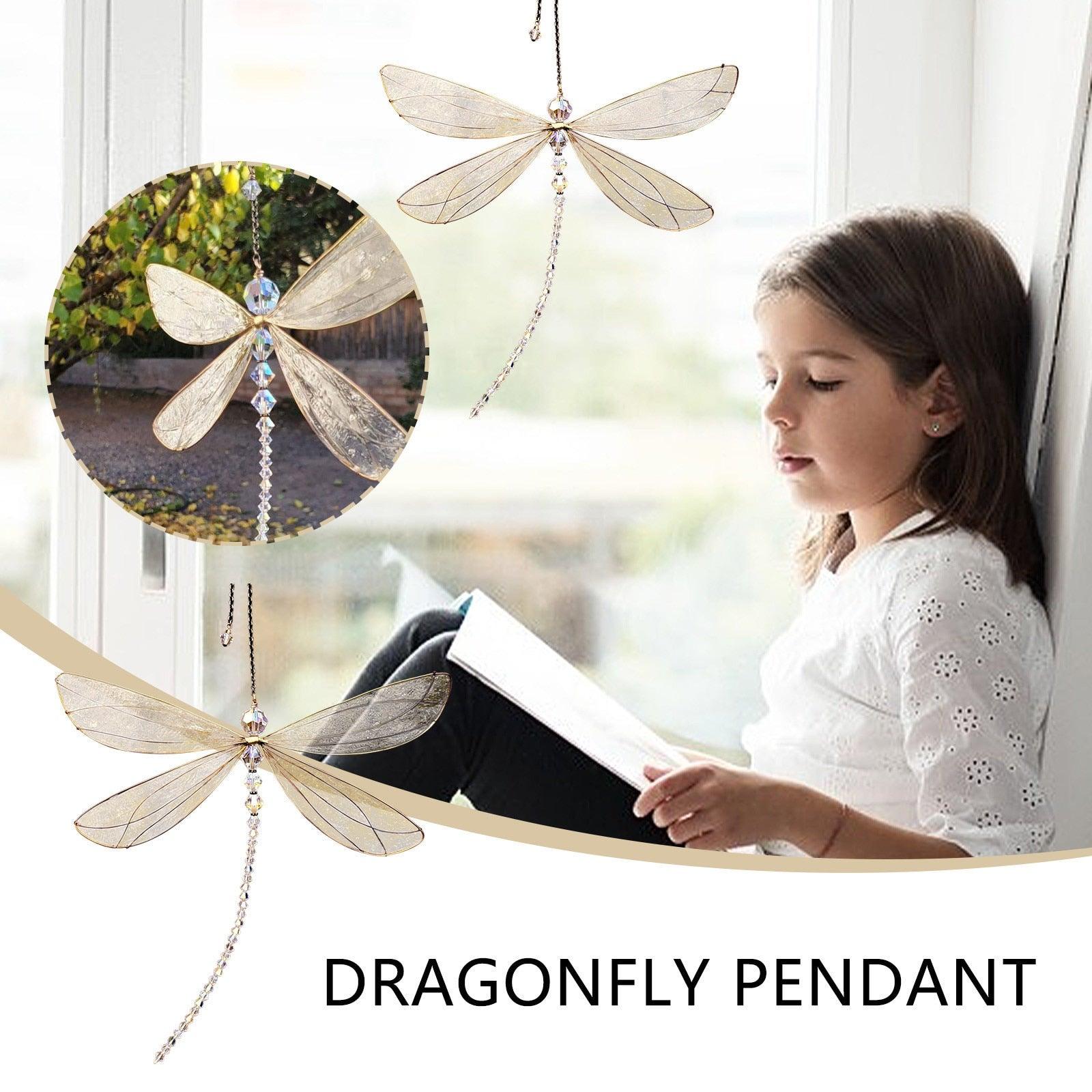 Sun Catcher Ornament Window Crystal Guardian Angel Wing  Prism Pendant Rainbow Maker Collection Crystal Dragonflys Sun-catcher Wind Chimes Home Garden Hanging Decor Gifts Photography Prop Festival Decoration Stevvex