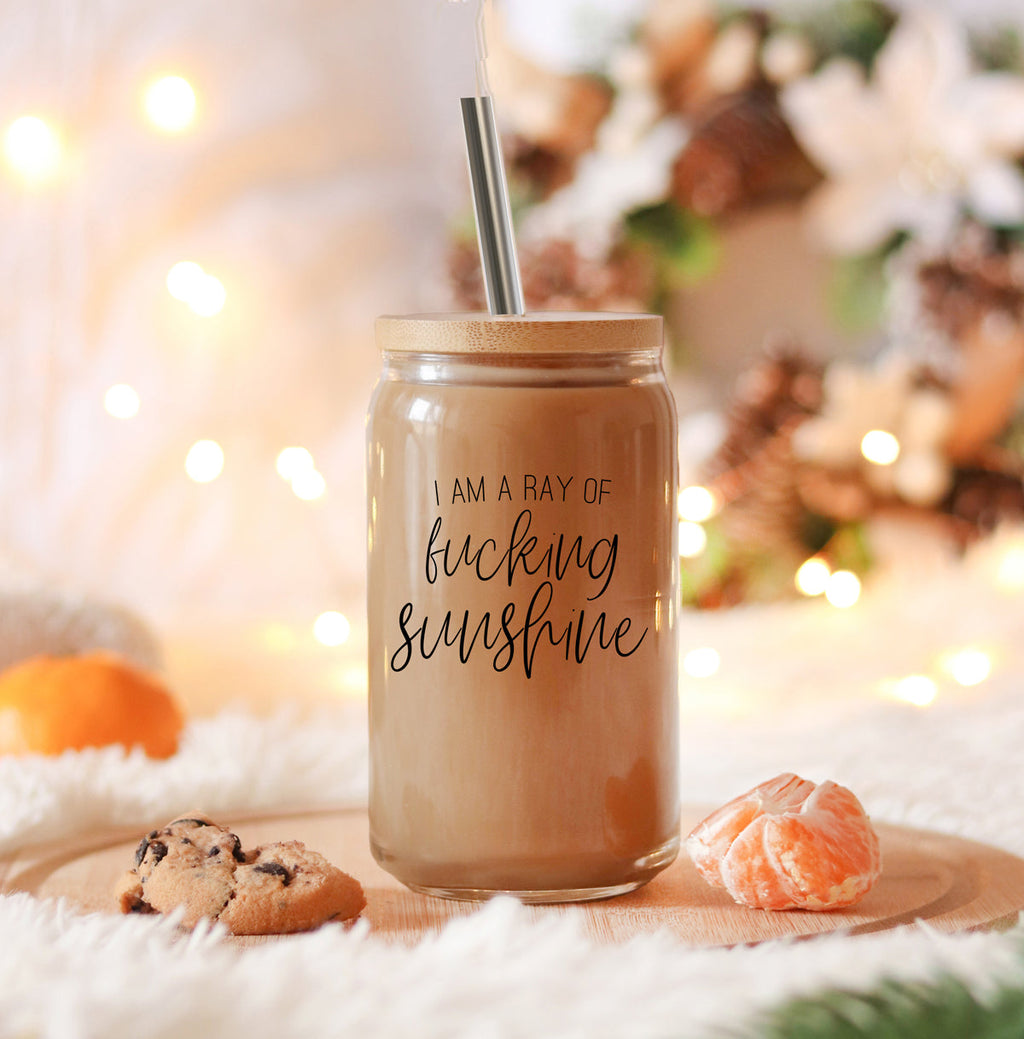 17oz Glass Tumbler With Bamboo Lid, 2 Stainless Straws and Cleaner, Sassy BandsCo Straps