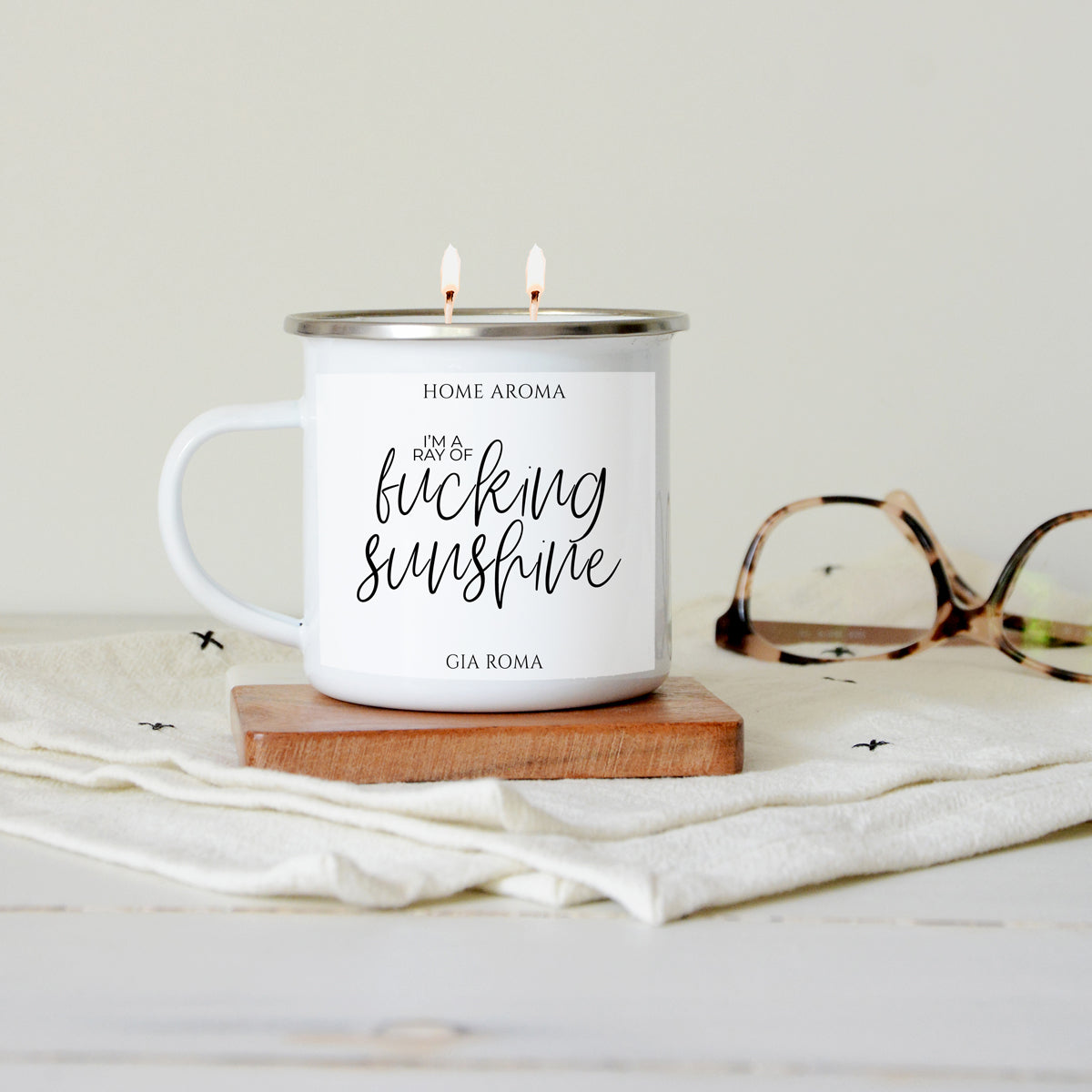 16oz Reusable Metal Candle Mug Scented Candle With Custom Label Color Option BandsCo Straps