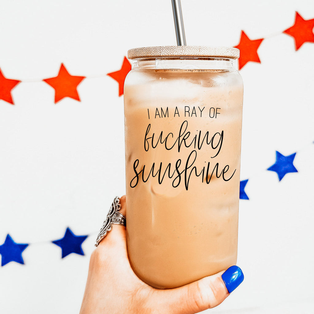 17oz Glass Tumbler With Bamboo Lid, 2 Stainless Straws and Cleaner, Sassy BandsCo Straps