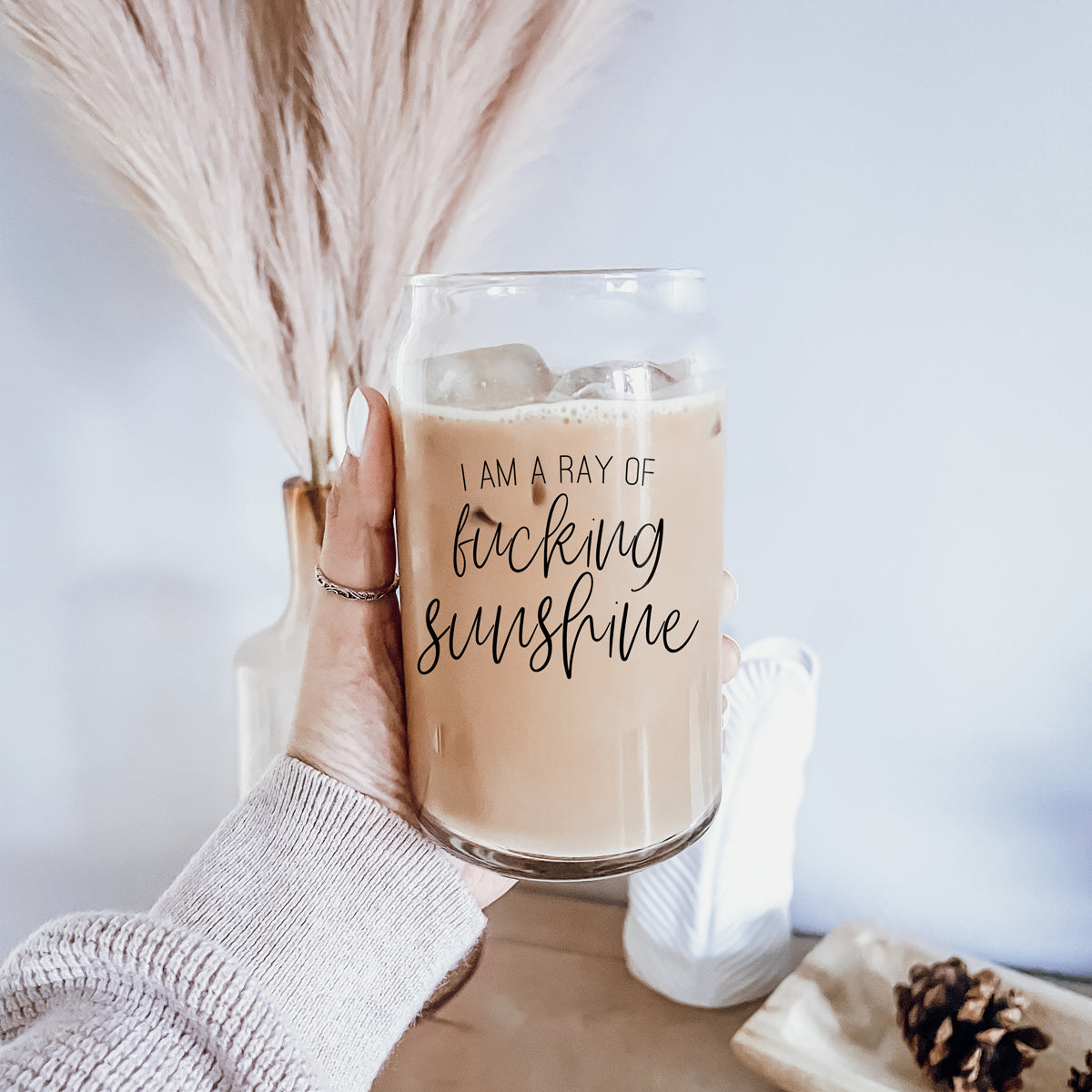 17oz Glass Tumbler With Bamboo Lid, 2 Stainless Straws and Cleaner, Sassy BandsCo Straps