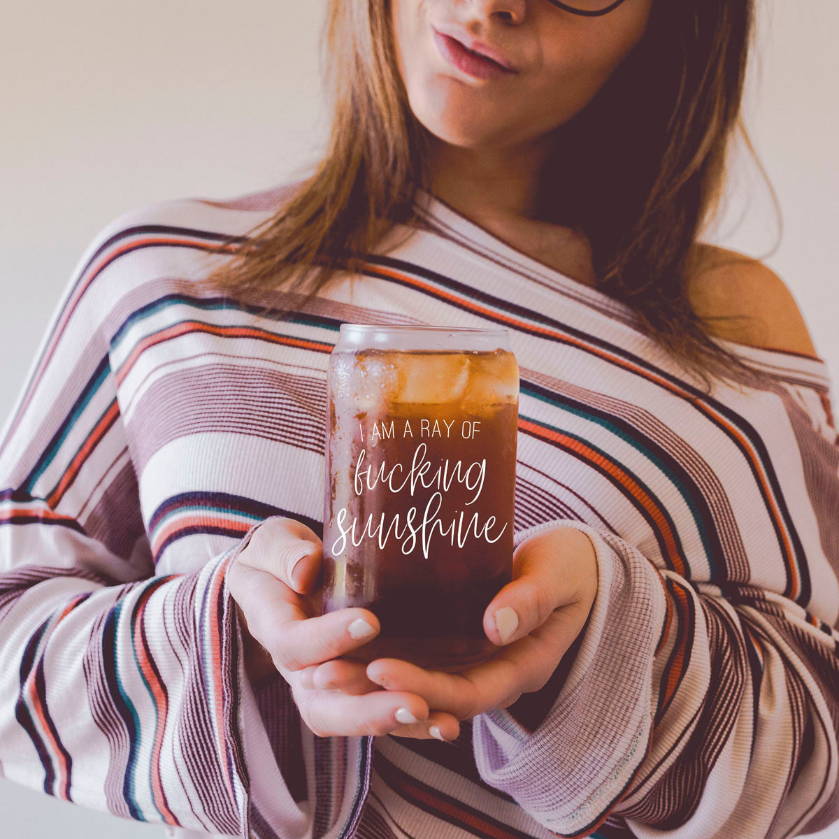 17oz Glass Tumbler With Bamboo Lid, 2 Stainless Straws and Cleaner, Sassy BandsCo Straps