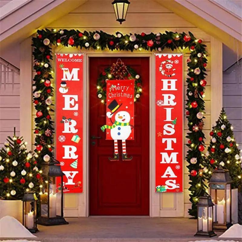 Super Cute Merry Christmas Decorations For Home Ornaments Garland New Year Xmas Door Decor Hanging Cloth Gifts Stevvex