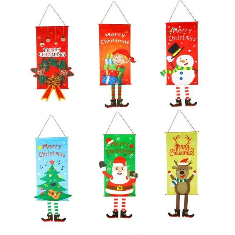 Super Cute Merry Christmas Decorations For Home Ornaments Garland New Year Xmas Door Decor Hanging Cloth Gifts Stevvex