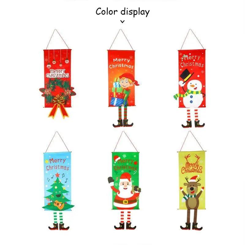 Super Cute Merry Christmas Decorations For Home Ornaments Garland New Year Xmas Door Decor Hanging Cloth Gifts Stevvex
