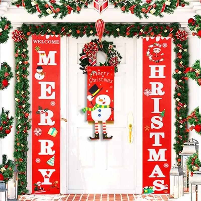 Super Cute Merry Christmas Decorations For Home Ornaments Garland New Year Xmas Door Decor Hanging Cloth Gifts Stevvex