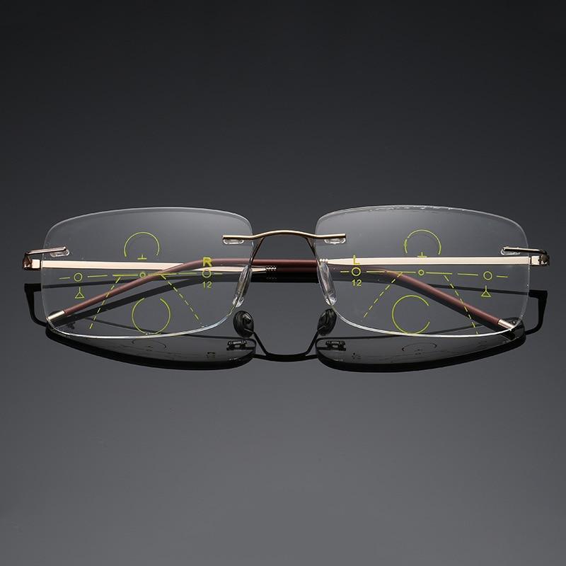 Super Light Multifocal Progressive Reading Glasses For Men And Women Anti Blue Light Near Far Sight Eyewear For Men And Women Rimless Progressive Multifocus Reading Glasses Blue Light Blocking No Line Multifocal Computer Readers for Women Men Stevvex