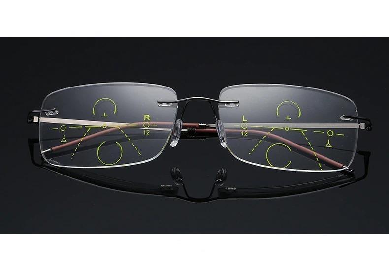 Super Light Multifocal Progressive Reading Glasses For Men And Women Anti Blue Light Near Far Sight Eyewear For Men And Women Rimless Progressive Multifocus Reading Glasses Blue Light Blocking No Line Multifocal Computer Readers for Women Men Stevvex