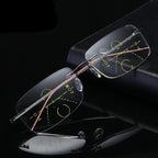 Super Light Multifocal Progressive Reading Glasses For Men And Women Anti Blue Light Near Far Sight Eyewear For Men And Women Rimless Progressive Multifocus Reading Glasses Blue Light Blocking No Line Multifocal Computer Readers for Women Men Stevvex