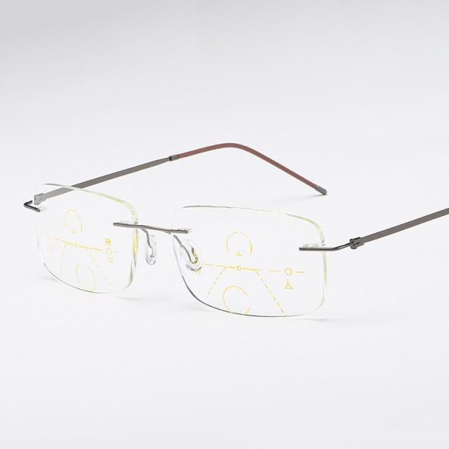 Super Light Multifocal Progressive Reading Glasses For Men And Women Anti Blue Light Near Far Sight Eyewear For Men And Women Rimless Progressive Multifocus Reading Glasses Blue Light Blocking No Line Multifocal Computer Readers for Women Men Stevvex