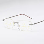 Super Light Multifocal Progressive Reading Glasses For Men And Women Anti Blue Light Near Far Sight Eyewear For Men And Women Rimless Progressive Multifocus Reading Glasses Blue Light Blocking No Line Multifocal Computer Readers for Women Men Stevvex