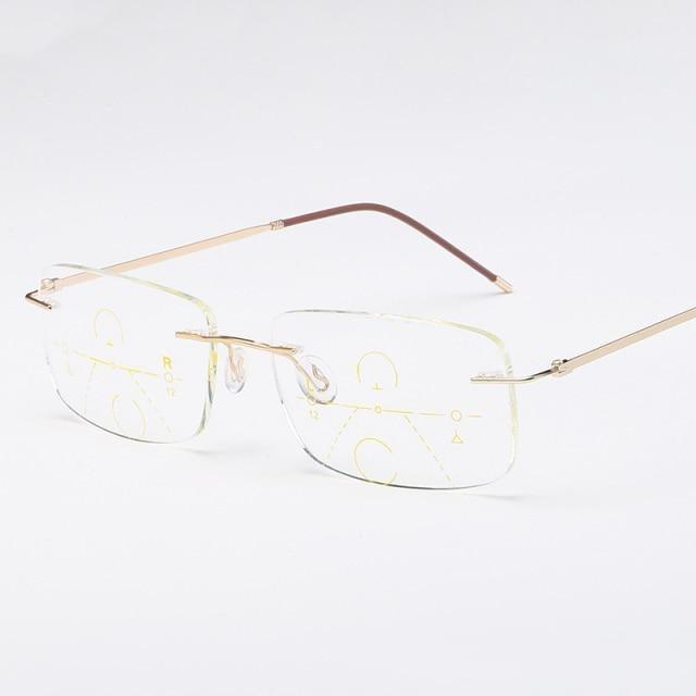 Super Light Multifocal Progressive Reading Glasses For Men And Women Anti Blue Light Near Far Sight Eyewear For Men And Women Rimless Progressive Multifocus Reading Glasses Blue Light Blocking No Line Multifocal Computer Readers for Women Men Stevvex