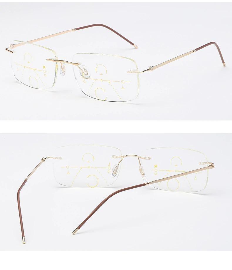 Super Light Multifocal Progressive Reading Glasses For Men And Women Anti Blue Light Near Far Sight Eyewear For Men And Women Rimless Progressive Multifocus Reading Glasses Blue Light Blocking No Line Multifocal Computer Readers for Women Men Stevvex