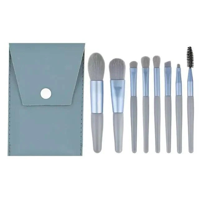 Super Luxury Quality Amazing 8Pcs Mini Travel Portable Soft Makeup Brushes Set Cosmetic Powder Eye Shadow Foundation Blush Blending Beauty Make Up Brush Tool Stevvex