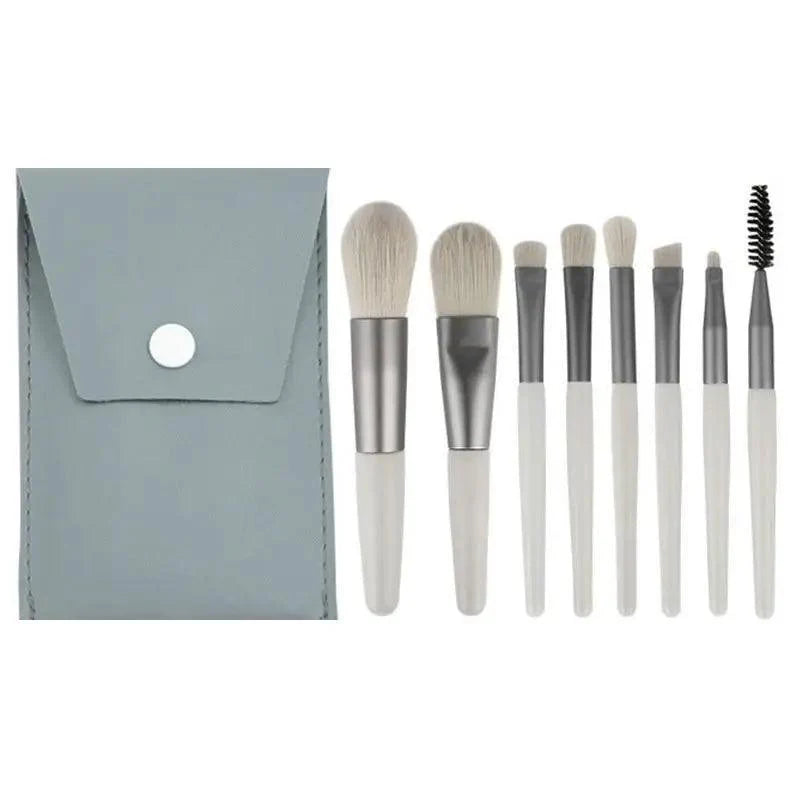 Super Luxury Quality Amazing 8Pcs Mini Travel Portable Soft Makeup Brushes Set Cosmetic Powder Eye Shadow Foundation Blush Blending Beauty Make Up Brush Tool Stevvex