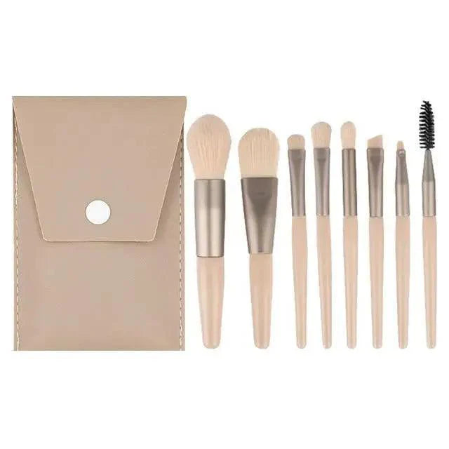 Super Luxury Quality Amazing 8Pcs Mini Travel Portable Soft Makeup Brushes Set Cosmetic Powder Eye Shadow Foundation Blush Blending Beauty Make Up Brush Tool Stevvex