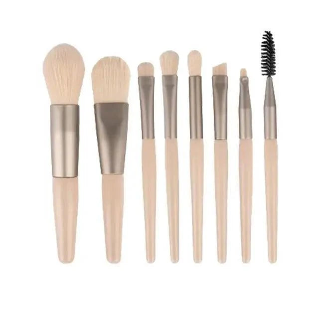 Super Luxury Quality Amazing 8Pcs Mini Travel Portable Soft Makeup Brushes Set Cosmetic Powder Eye Shadow Foundation Blush Blending Beauty Make Up Brush Tool Stevvex