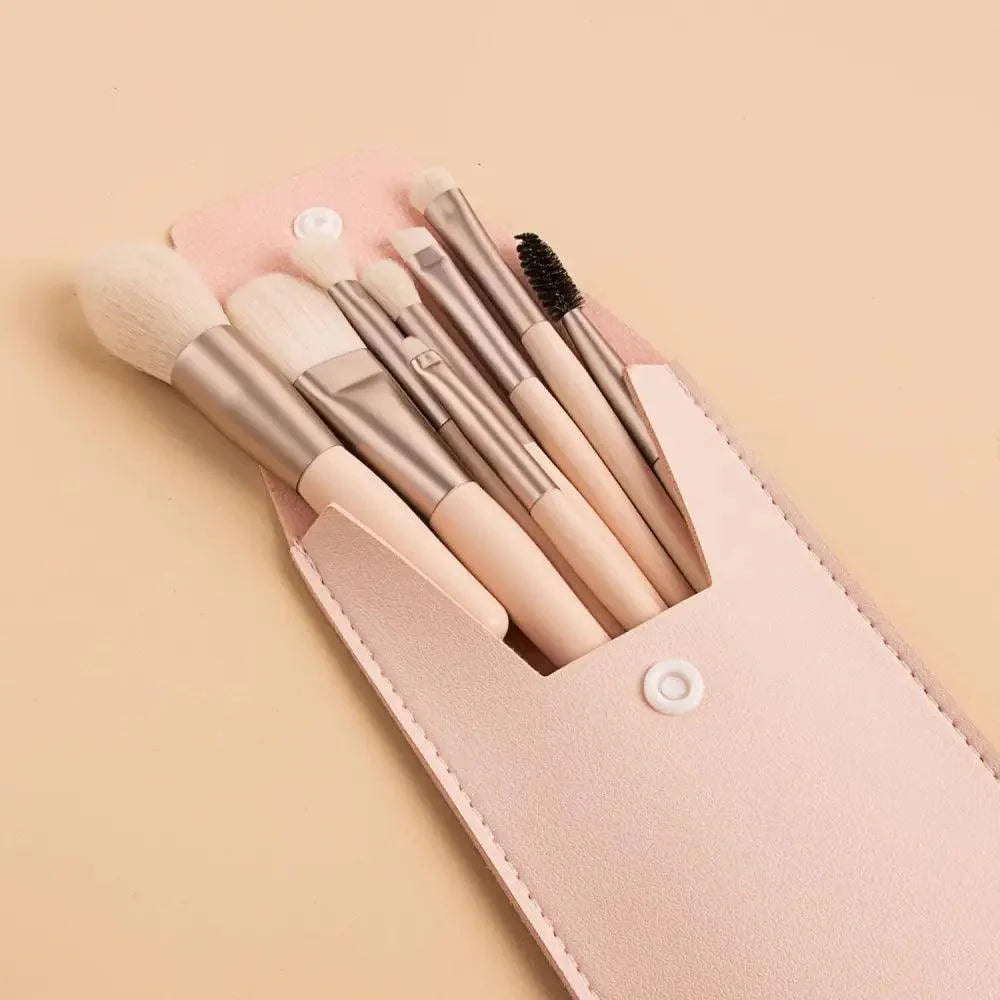 Super Luxury Quality Amazing 8Pcs Mini Travel Portable Soft Makeup Brushes Set Cosmetic Powder Eye Shadow Foundation Blush Blending Beauty Make Up Brush Tool Stevvex