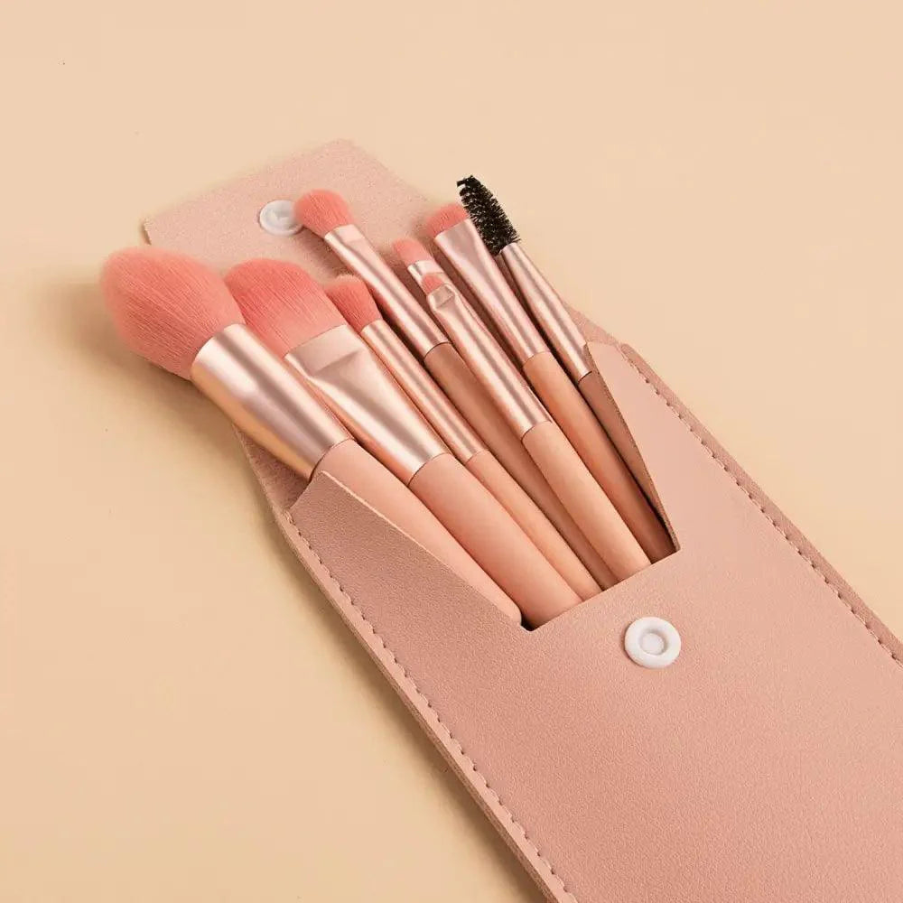 Super Luxury Quality Amazing 8Pcs Mini Travel Portable Soft Makeup Brushes Set Cosmetic Powder Eye Shadow Foundation Blush Blending Beauty Make Up Brush Tool Stevvex