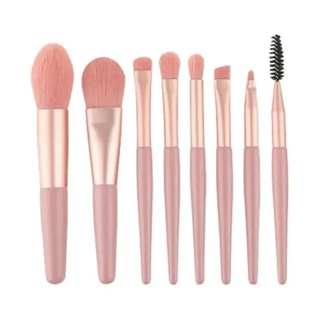 Super Luxury Quality Amazing 8Pcs Mini Travel Portable Soft Makeup Brushes Set Cosmetic Powder Eye Shadow Foundation Blush Blending Beauty Make Up Brush Tool Stevvex