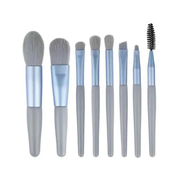 Super Luxury Quality Amazing 8Pcs Mini Travel Portable Soft Makeup Brushes Set Cosmetic Powder Eye Shadow Foundation Blush Blending Beauty Make Up Brush Tool Stevvex