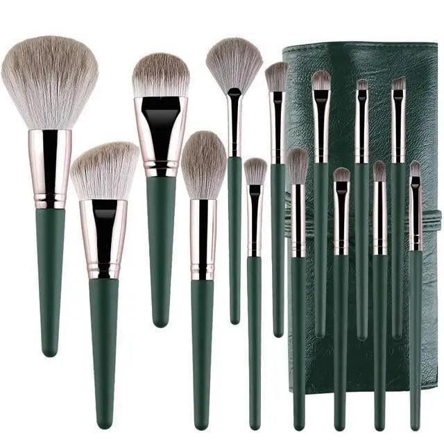 Super Quality 14Pcs Makeup Brushes Set Cosmetic Foundation Powder Blush Eye Shadow Lip Blend Wooden Make Up Brush Tool Kit Stevvex