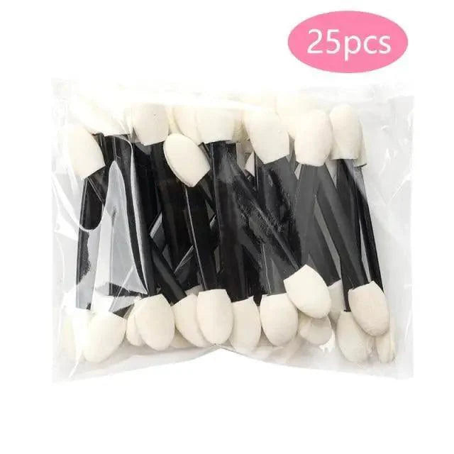 Super Soft 25 Pcs Professional Sponge Stick Eye Shadow Applicator Cosmetic Brushes Double-head Eyeshadow Brush For Women Makeup Tools Stevvex