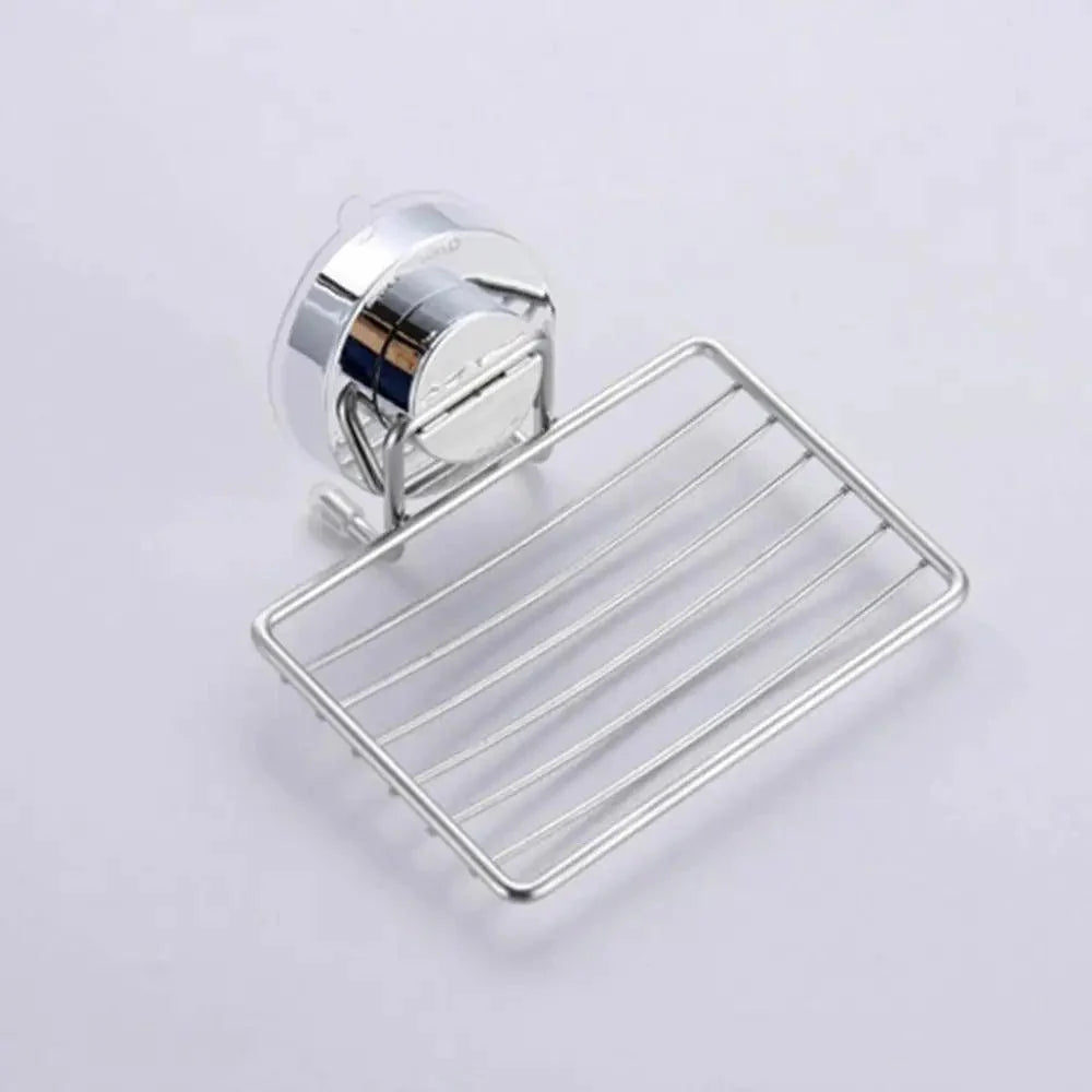 Super Strong Vacuum Suction Cup Soap Holder Drain Stainless Steel Wall-Mounted Soap Dish Shower Box Dish Punch-Free Bathroom Accessories Bathroom Soap Dish Holder Shower Soap Dish Saver Tray Bar Soap Sponge Holder for Shower Bathroom And Kitchen Stevvex