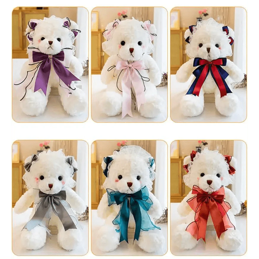 Superior Quality Cute Teddy Bear With Dress Plush Doll Stuffed Animals Kids Toys Room Decor, Christmas,VE Valentine Gifts Stevvex