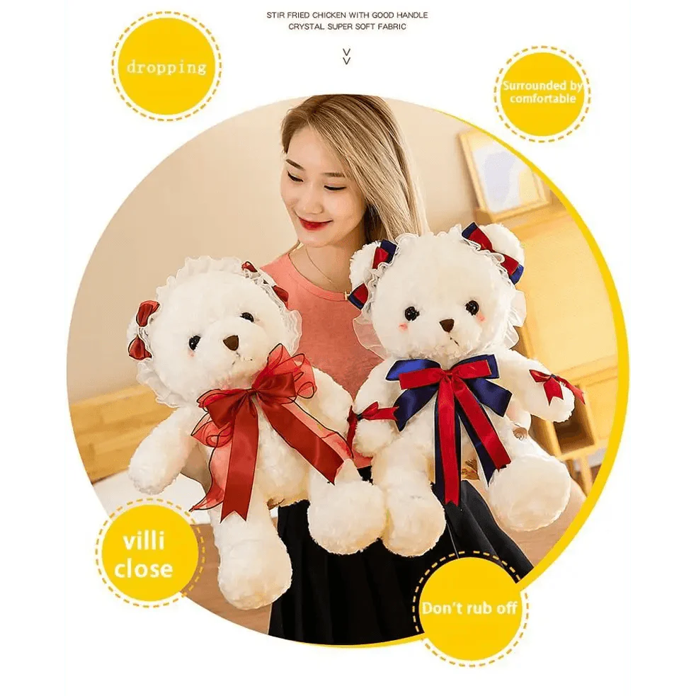 Superior Quality Cute Teddy Bear With Dress Plush Doll Stuffed Animals Kids Toys Room Decor, Christmas,VE Valentine Gifts Stevvex