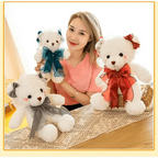 Superior Quality Cute Teddy Bear With Dress Plush Doll Stuffed Animals Kids Toys Room Decor, Christmas,VE Valentine Gifts Stevvex