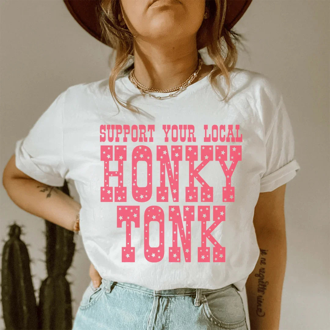Support Your Local Honky Tonk Tee Peachy Sunday