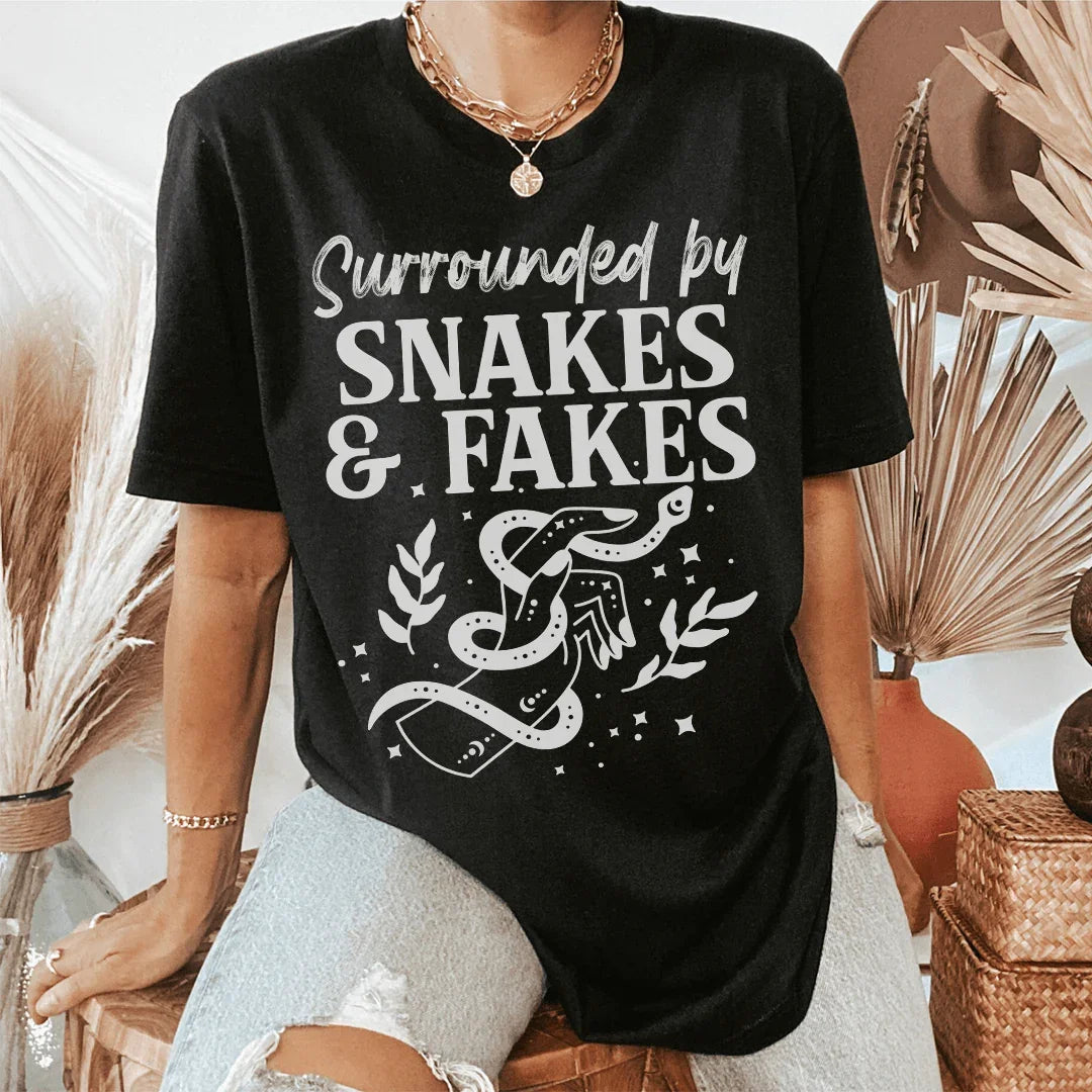Surrounded By Snakes & Fakes Tee Peachy Sunday